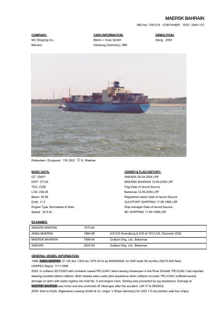 MAERSK BAHRAIN - Cargo Vessels International