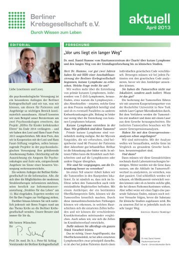 Newsletter Berliner Krebsgesellschaft e.V. April 2013