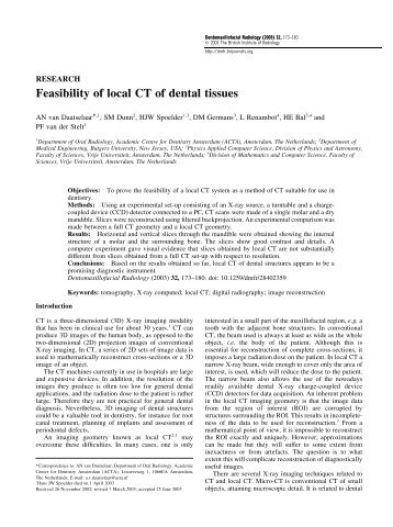 Feasibility of local CT of dental tissues - Dentomaxillofacial Radiology