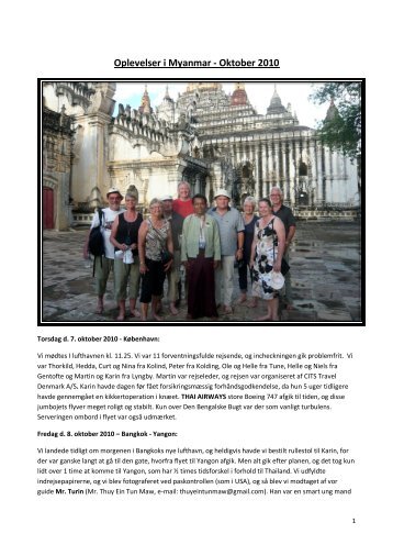 Oplevelser i Myanmar - Oktober 2010