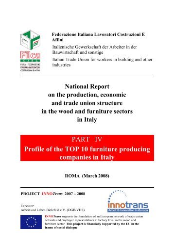 PART IV Profile of the TOP 10 furniture producing companies in Italy