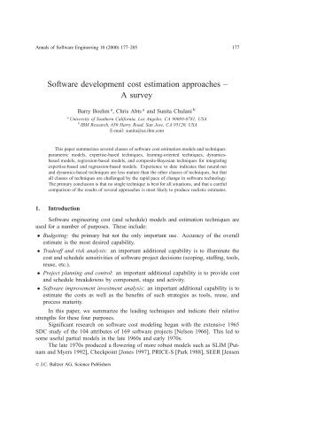 Software development cost estimation approaches – A survey - UFMG