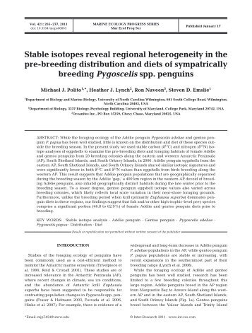 Stable isotopes reveal regional heterogeneity in the pre-breeding ...