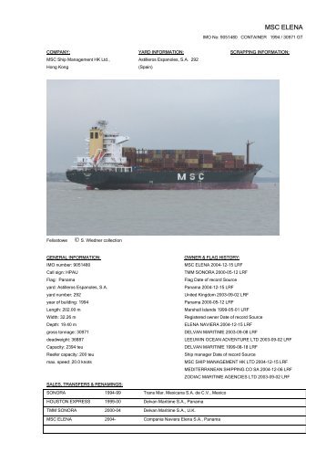 MSC ELENA - Cargo Vessels International