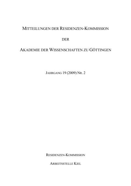 mitteilungen der residenzen - Residenzen-Kommission - GWDG