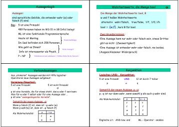 Aussagenlogik Wahrheitswerte, die Menge bool Verbundaussagen ...