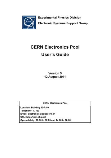 CERN Electronics Pool User's Guide - CERN - PH-ESE group