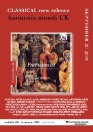 CLASSICAL new release harmonia mundi UK