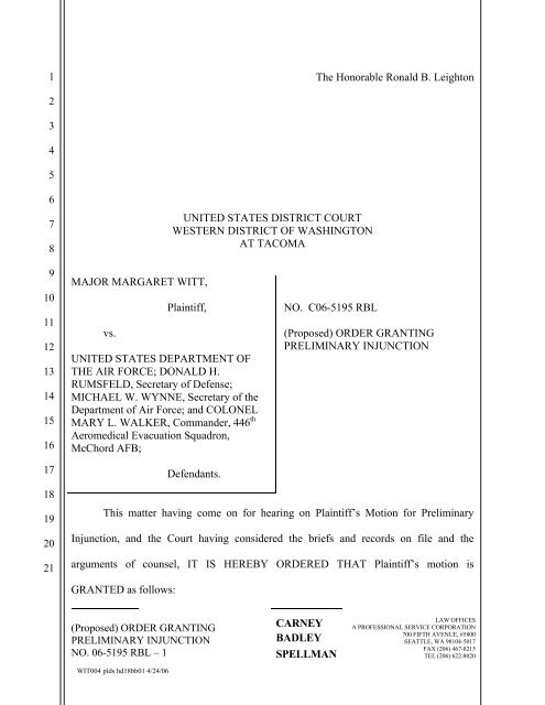 Proposed Order Granting Preliminary Injunction - The DADT Digital ...
