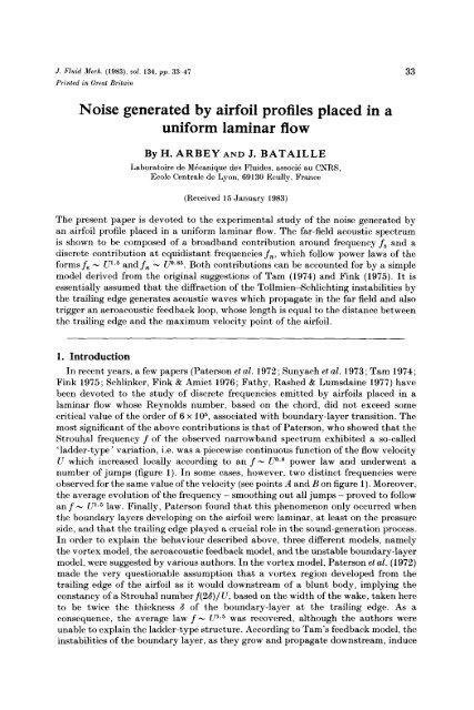 Noise generated by airfoil profiles placed in a uniform laminar flow