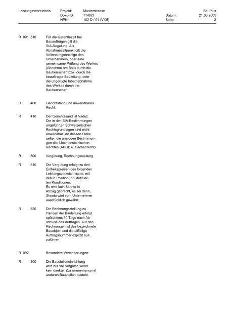 Besondere Bestimmungen NPK : 102 D/04(V'05) 102