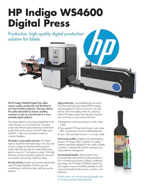 Hp Indigo Ws4600 Digital Press