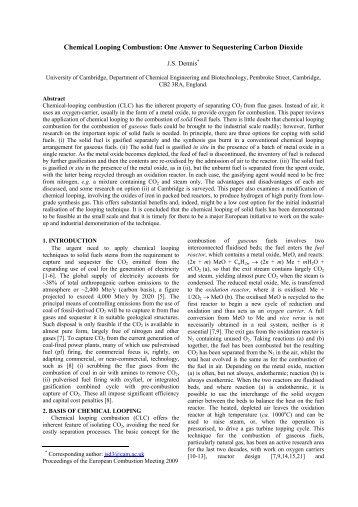 Chemical Looping Combustion: One Answer to Sequestering ...