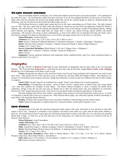 Vampire: the Middle Kingdom - MrGone's Character Sheets