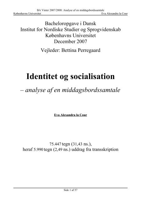 Identitet og socialisation – analyse af en ... - Dansk.dk