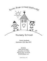 Nursery School Handbook - Rocky River United Methodist Church