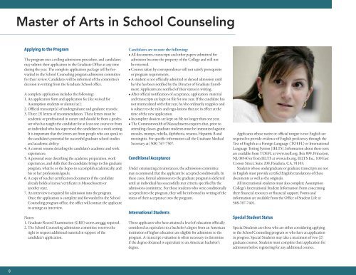 master of arts in school counseling - graduate studies at assumption ...