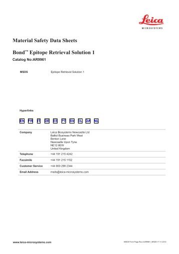 Material Safety Data Sheets Bond™ Epitope Retrieval Solution 1