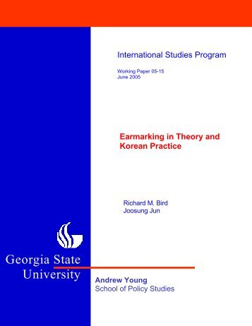 Earmarking in Theory and Korean Practice - Andrew Young School ...