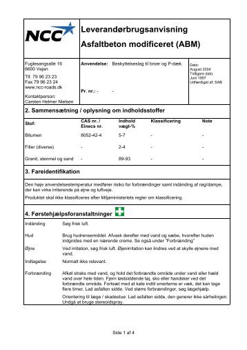 Leverandørbrugsanvisning Asfaltbeton modificeret (ABM) - NCC