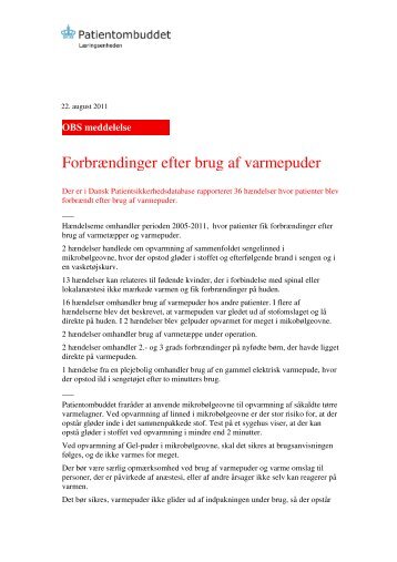 Forbrændinger efter brug af varmepuder - Patientombuddet