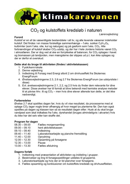 CO2 og kulstoffets kredsløb i naturen - Klimakaravanen