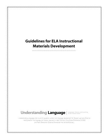 Guidelines for ELA Instructional Materials Development 11-26-12