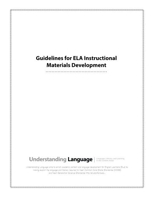Guidelines for ELA Instructional Materials Development 11-26-12