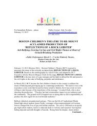 Rock Lobster 2013 Press Release Print - Boston Children's Theatre