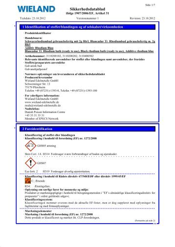 Sikkerhedsdatablad - Wieland Edelmetalle