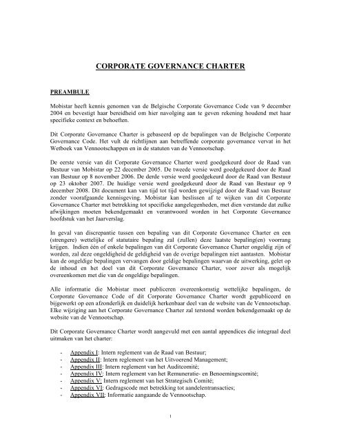 CORPORATE GOVERNANCE CHARTER - Mobistar