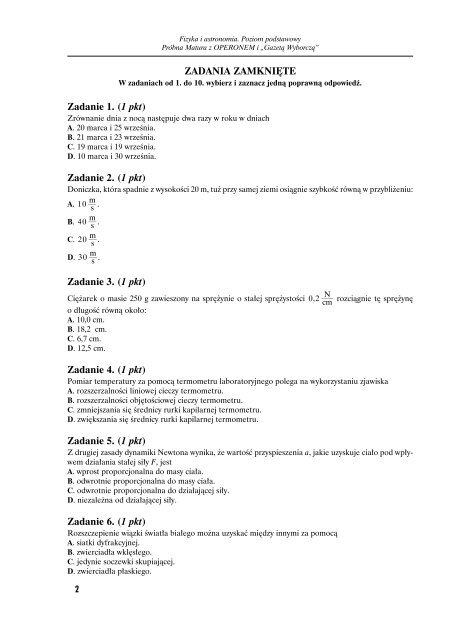 fizyka i astronomia - poziom podstawowy