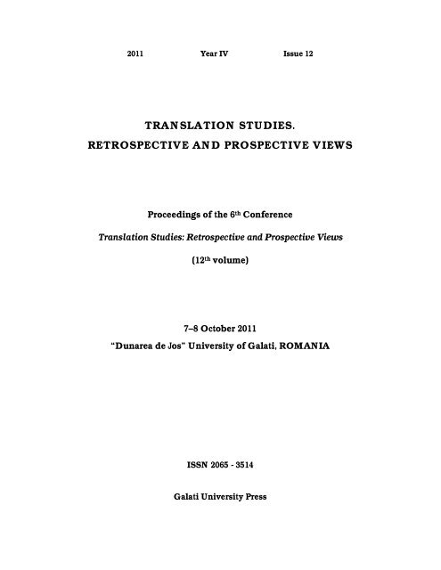 translation studies. retrospective and prospective views