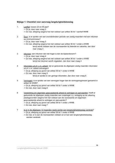 Bijlage bij Beleidsregels Langdurigheidstoeslag 2008