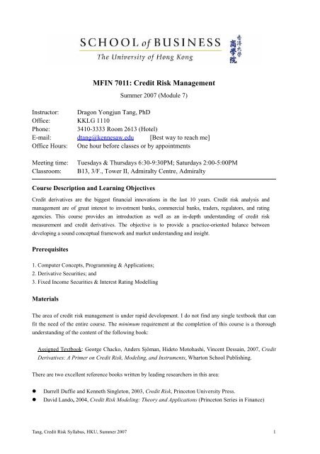 Mfin 7011 Credit Risk Management Ksuweb