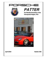 PATTER - Porsche Club Chesapeake Region PCA