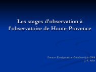Les stages d'observation à l'observatoire de Haute-Provence ...