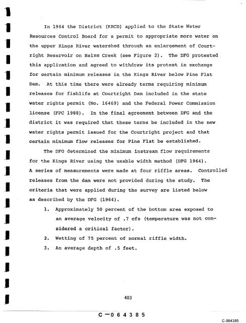 CASE STUDY REPORT #64 PINE FLAT KINGS RIVER structures on ...