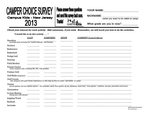 Camper Choice Survey 2013.pub - Campus Kids