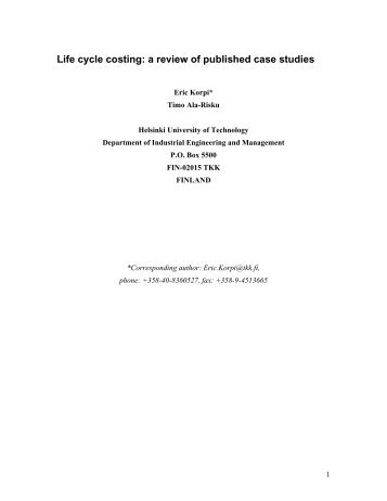 Life cycle costing: a review of published case studies - LRG - TKK