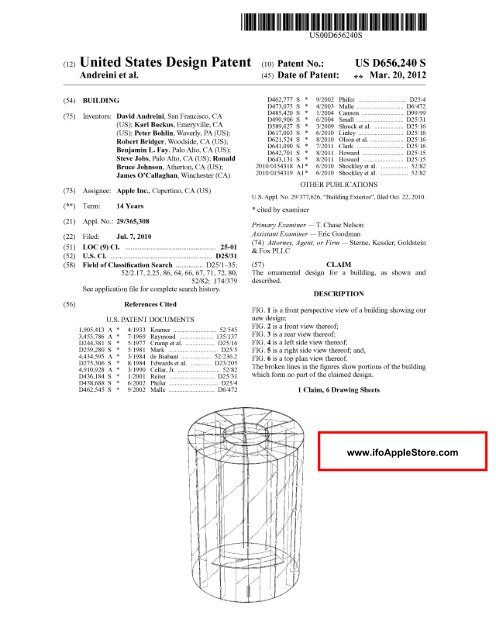 Pudong (Shanghai) Apple Retail Store Glass Cylinder Design Patent