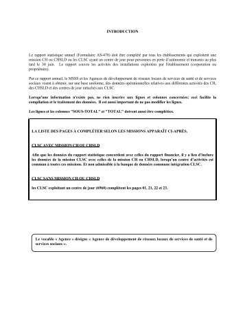 INTRODUCTION Le rapport statistique annuel (Formulaire ... - Source