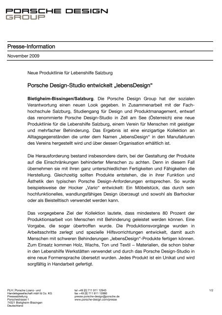 Pressemitteilung - Porsche Design