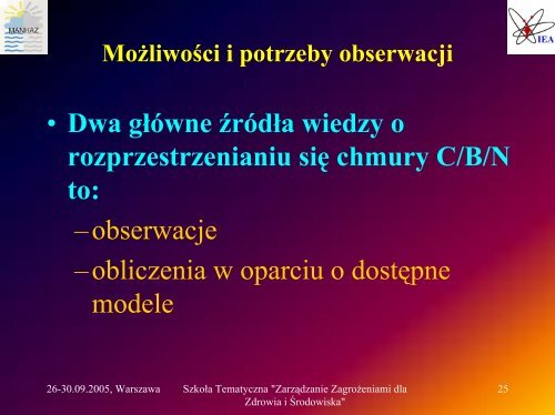 Wymagania modeli dynamiki atmosfery i transportu skażeń w ...