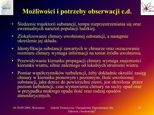 Wymagania modeli dynamiki atmosfery i transportu skażeń w ...