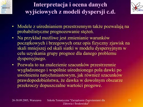 Wymagania modeli dynamiki atmosfery i transportu skażeń w ...