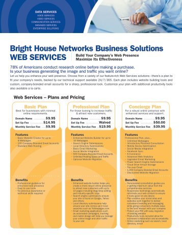 Web Hosting Data Sheet - Bright House Networks Business Solutions