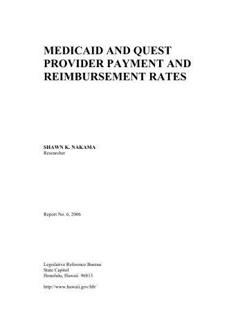 medicaid and quest provider payment and reimbursement rates