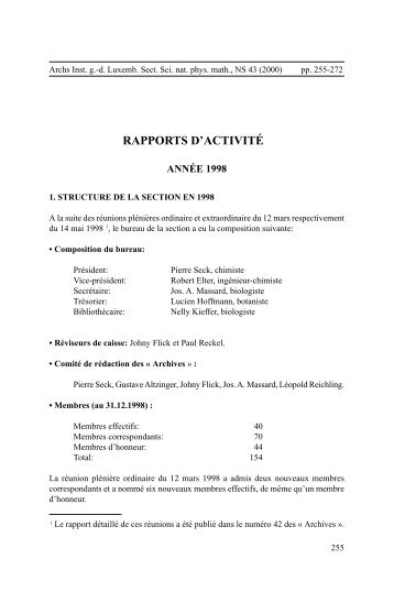 RAPPORTS D'ACTIVITÉ - Jos A. Massard