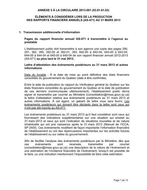 annexe 5 à la circulaire 2013-001 (03.01.61.03) - Gouvernement du ...